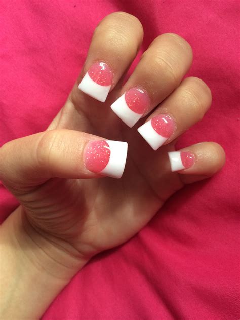 pink and white acrylic nails